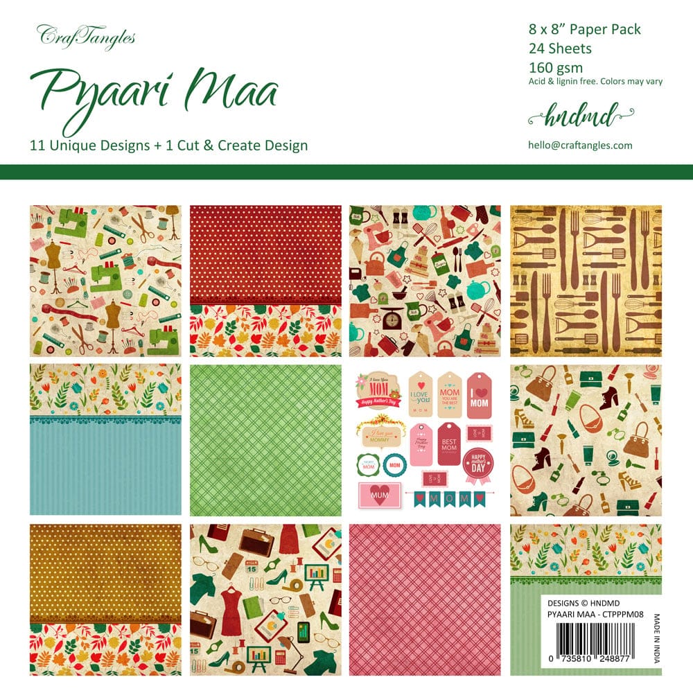 CrafTangles Scrapbook Paper Pack - Pyaari Maa / Dear Mother (8"x8") Pyaari MaDear Mom Cover CrafTangles Scrapbook Paper Pack - Pyaari Maa / Dear Mother (8"x8")