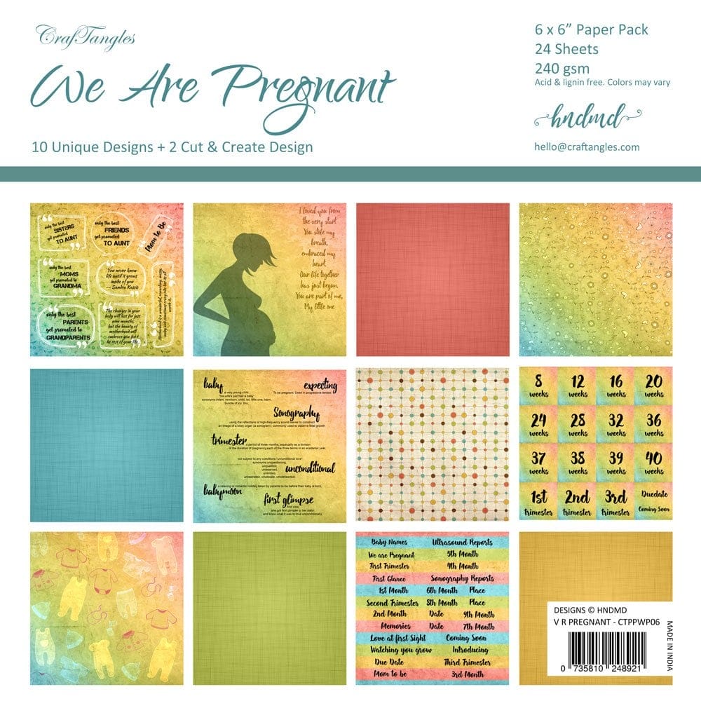 CrafTangles Scrapbook Paper Pack - We are Pregnant (6"x6") WeArePregnant Cover 6x6 240GSM CrafTangles Scrapbook Paper Pack - We are Pregnant (6"x6")