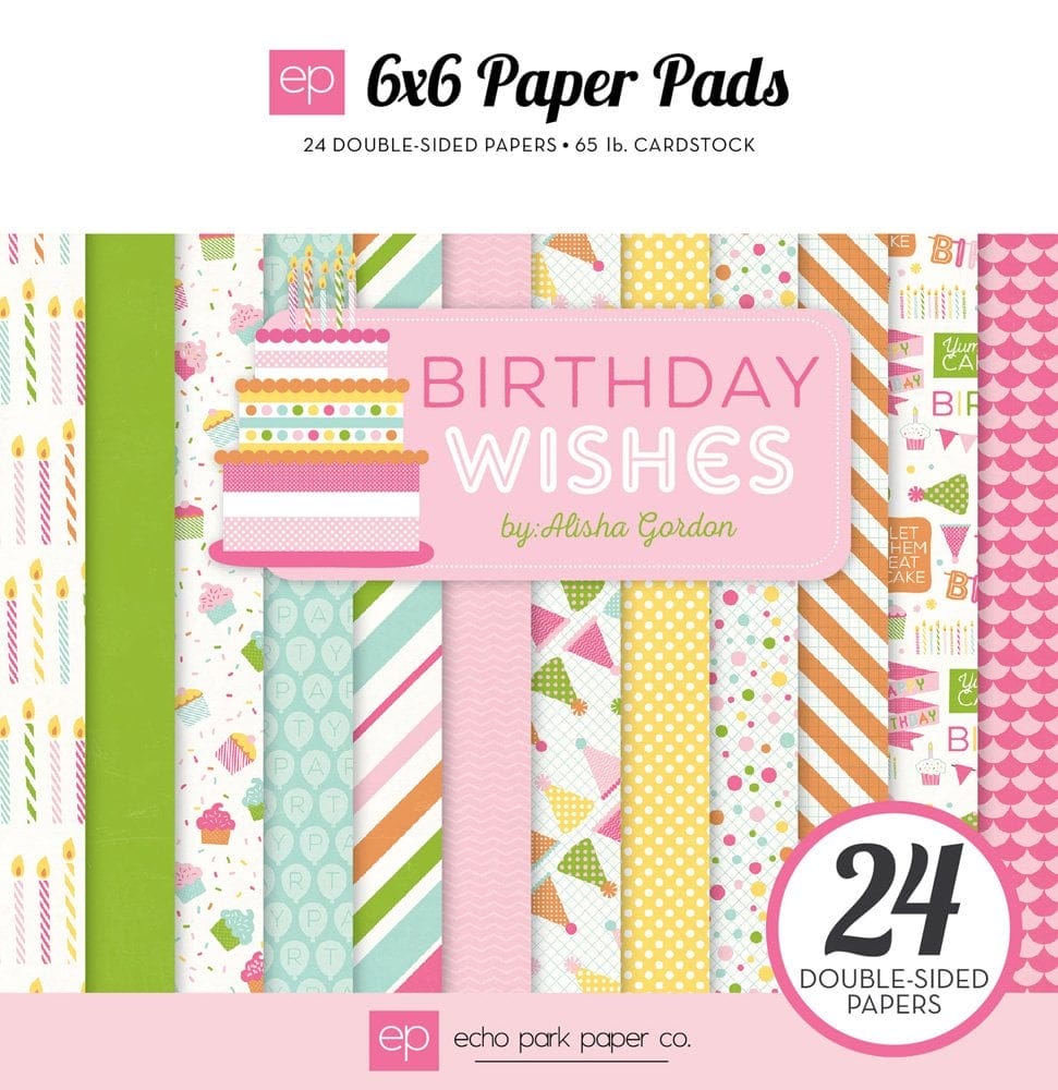 EchoPark paper pad - Birthday Wishes - Pink (6by6 inch) echopark 6by6 paper pack birthday wishes pink EchoPark paper pad - Birthday Wishes - Pink (6by6 inch)