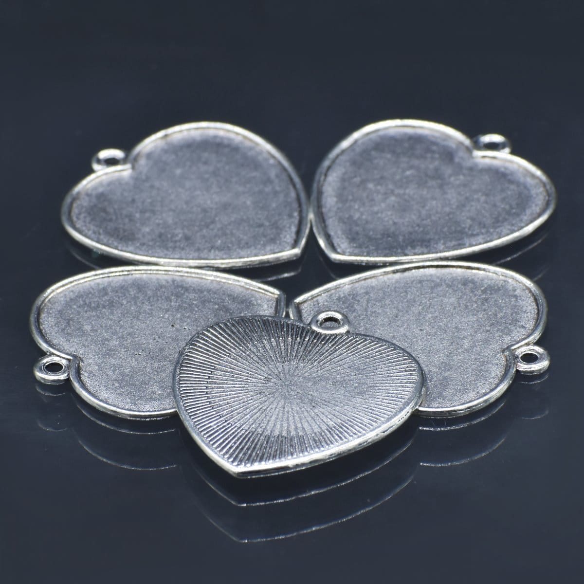 Metal Heart Bezels or Pendants (Pack of 5 pcs) (MC-3861) metal bezels pendants MC 3861 1 metal_bezels_pendants_MC-3861_1