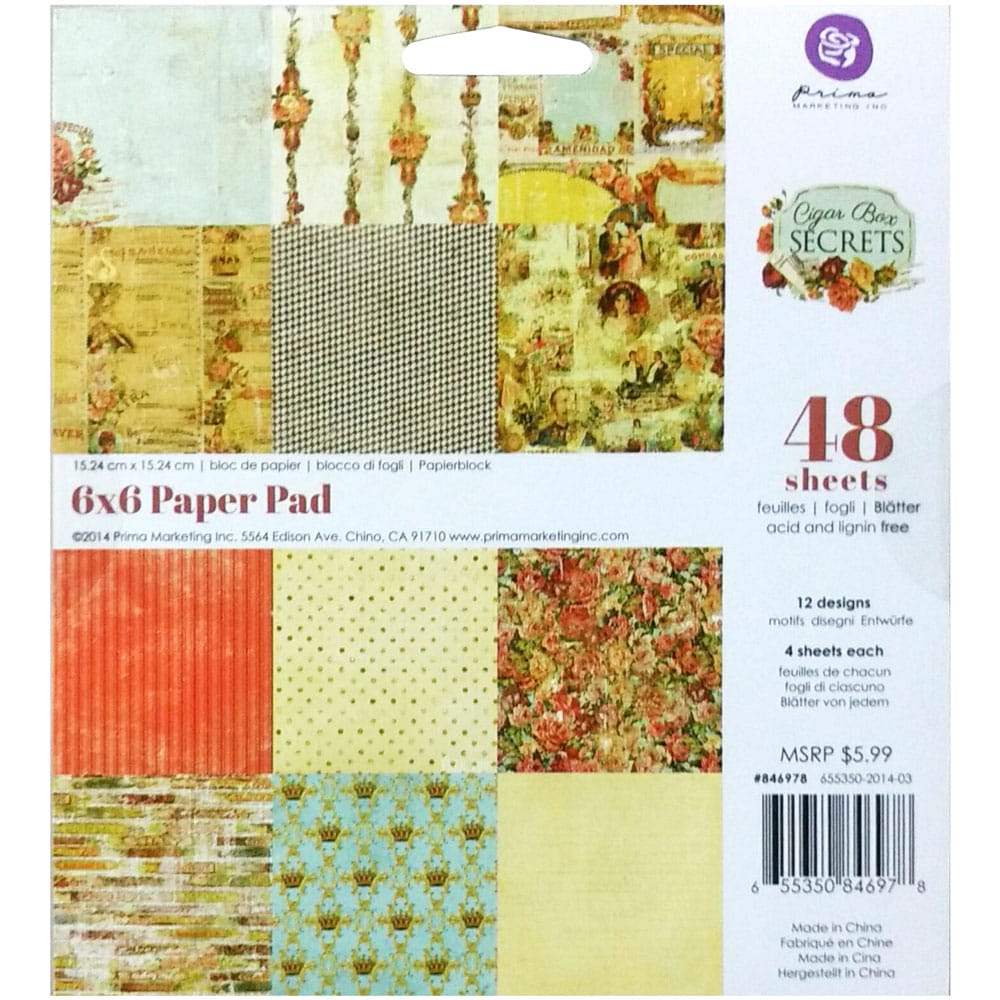 Prima - Cigar Box Secrets - 6x6 Paperpack (48 sheets) prima cigar box secrets Prima - Cigar Box Secrets - 6x6 Paperpack (48 sheets)