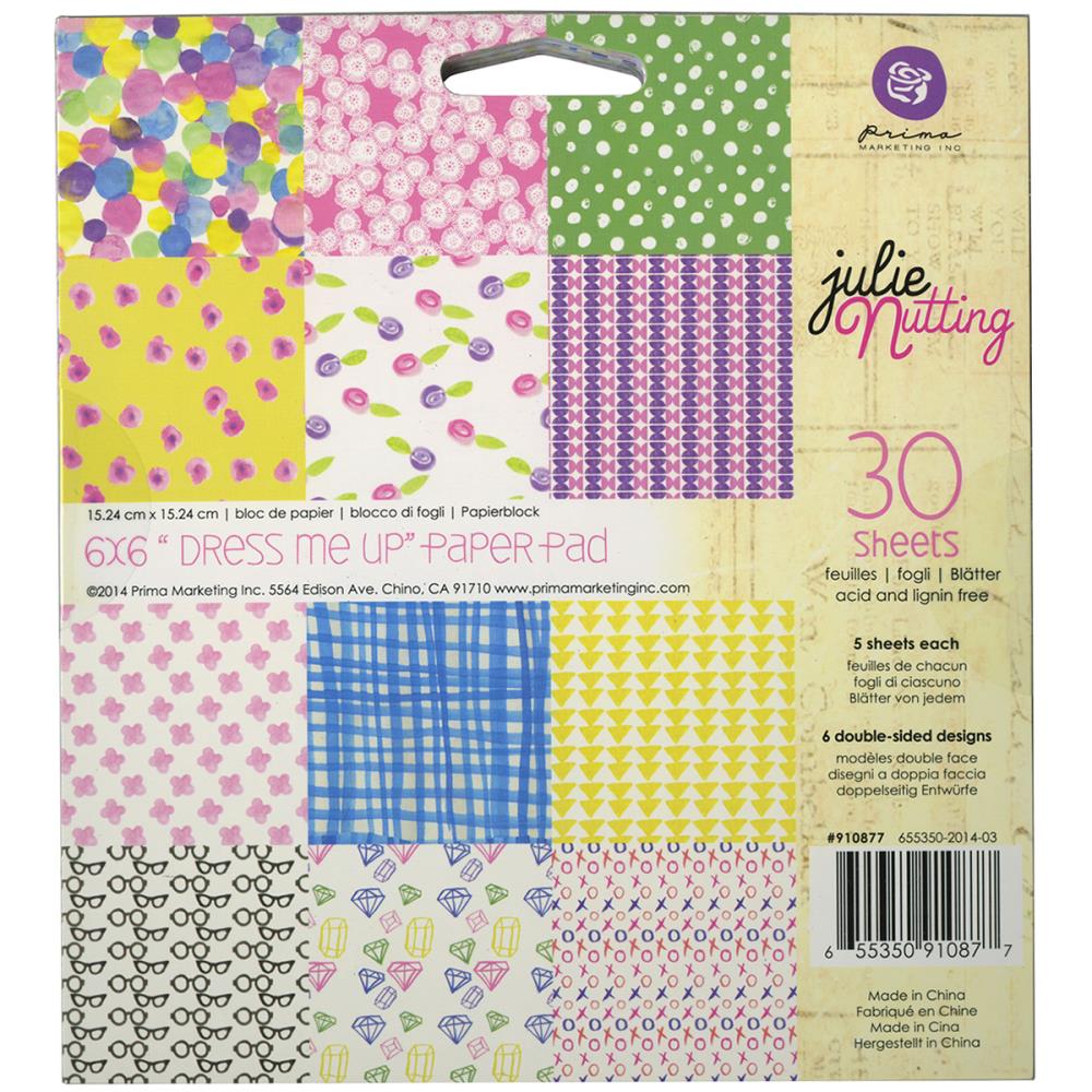 Prima - Dress Me up - 6x6 Paperpack (30 double sided sheets) prima patterned paper pad 6by6 dress me up Prima - Dress Me up - 6x6 Paperpack (30 double sided sheets)