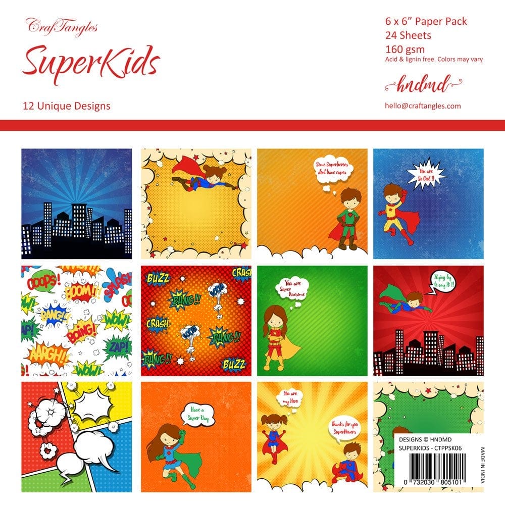 CrafTangles Scrapbook Paper Pack - SuperKids (6"x6") Superkids Cover CrafTangles Scrapbook Paper Pack - SuperKids (6"x6")