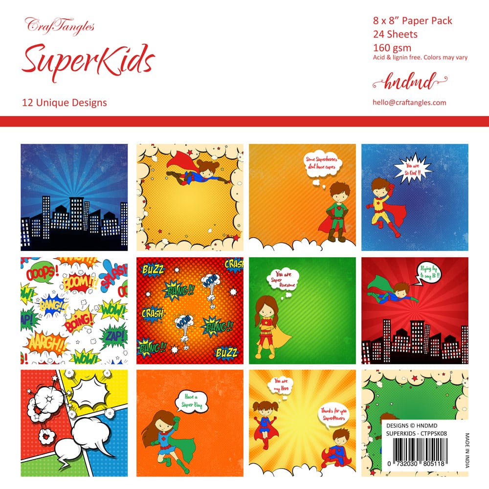 CrafTangles Scrapbook Paper Pack - SuperKids (8"x8") Superkids Cover CrafTangles Scrapbook Paper Pack - SuperKids (8"x8")