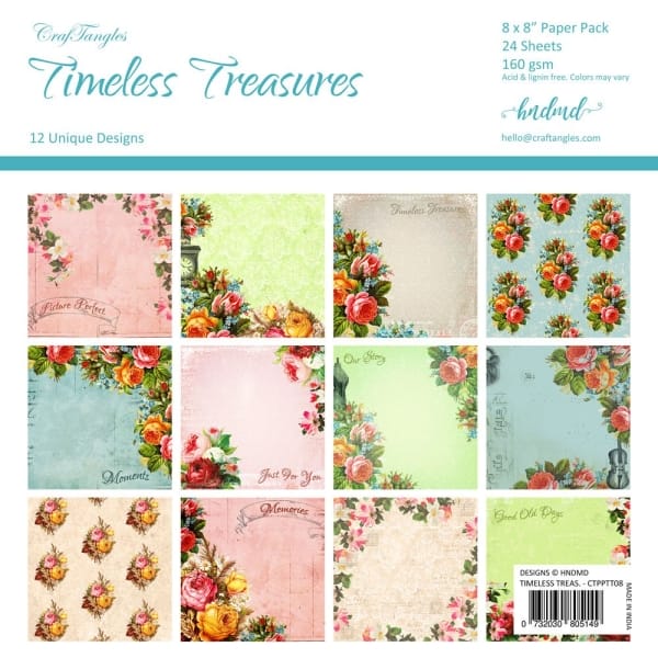 CrafTangles Scrapbook Paper Pack - Timeless Treasures (8"x8")