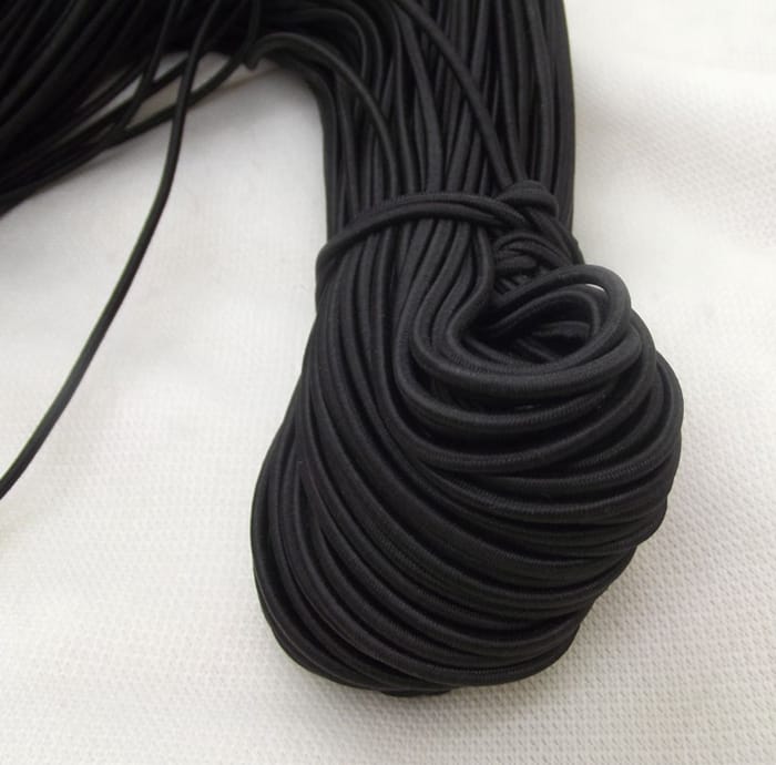 3 mm round Elastic Cord (15 meters) - Black