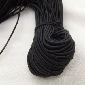 3 mm round Elastic Cord (15 meters) - Black