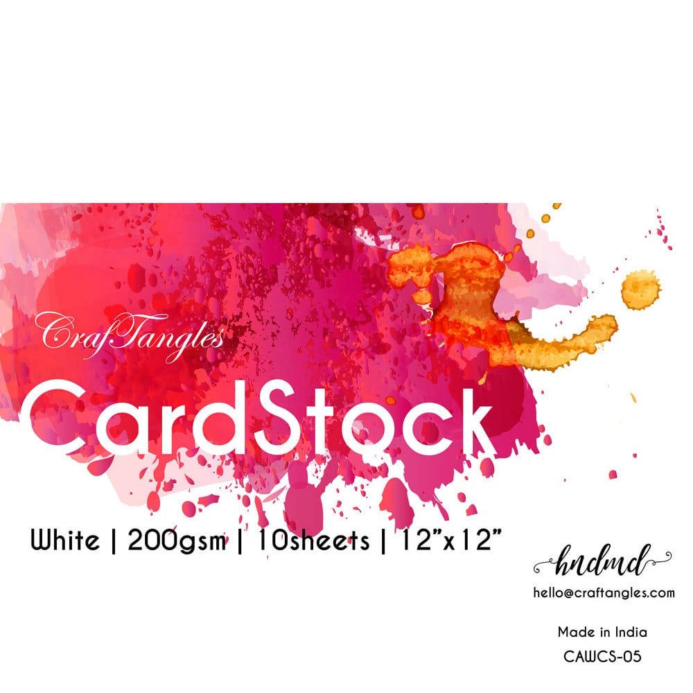 CrafTangles White cardstock (Set of 10 sheets) - 12" by 12" (200 gsm) white cardstock 200gsm cawcs 05 CrafTangles White cardstock (Set of 10 sheets) - 12" by 12" (200 gsm)
