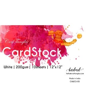 CrafTangles White cardstock (Set of 10 sheets) - 12" by 12" (200 gsm)