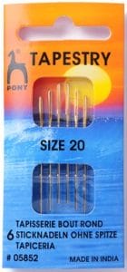 Pony Gold Eye Tapestry Sewing Needle Range - Size 20
