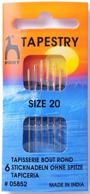 Pony Gold Eye Tapestry Sewing Needle Range - Size 20