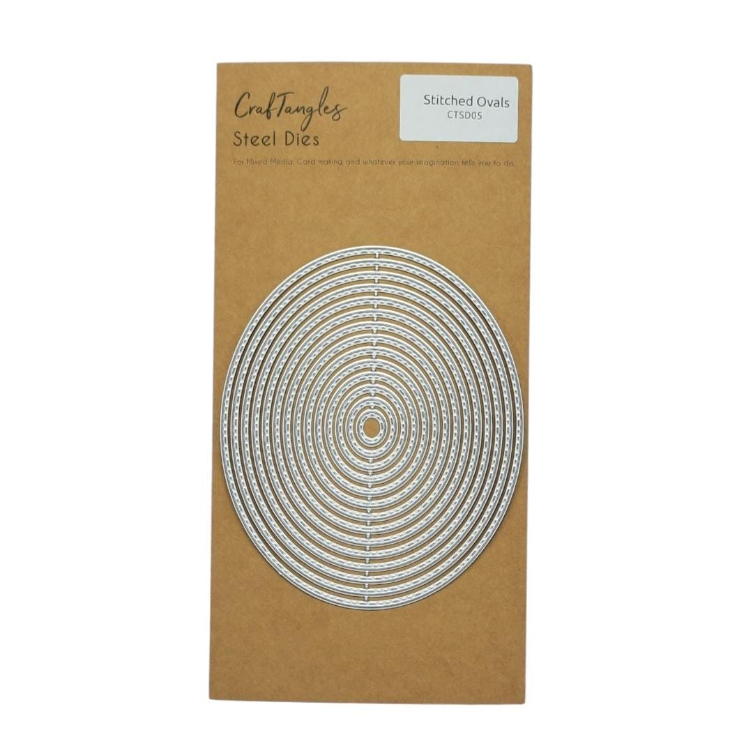CrafTangles Steel Dies - Stitched Ovals (Set of 14 dies) CrafTangles Steel Dies Stitched Ovals New CrafTangles Steel Dies - Stitched Ovals (Set of 14 dies)