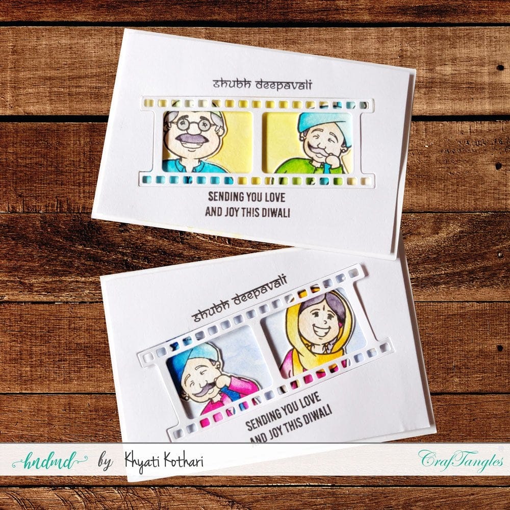 CrafTangles Photopolymer Stamps - People of India CrafTangles filmstrip card CrafTangles_filmstrip_card