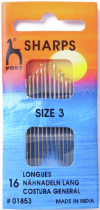 Pony Gold Eye Sharps Sewing Needle Range - Size 3/9
