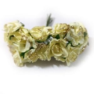 Glittered Paper Roses - Lemon Yellow (Pack of 12 roses)
