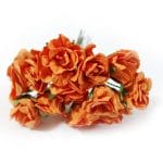 Glittered Paper Roses - Orange (Pack of 12 roses)