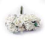 Glittered Paper Roses - White (Pack of 12 roses)