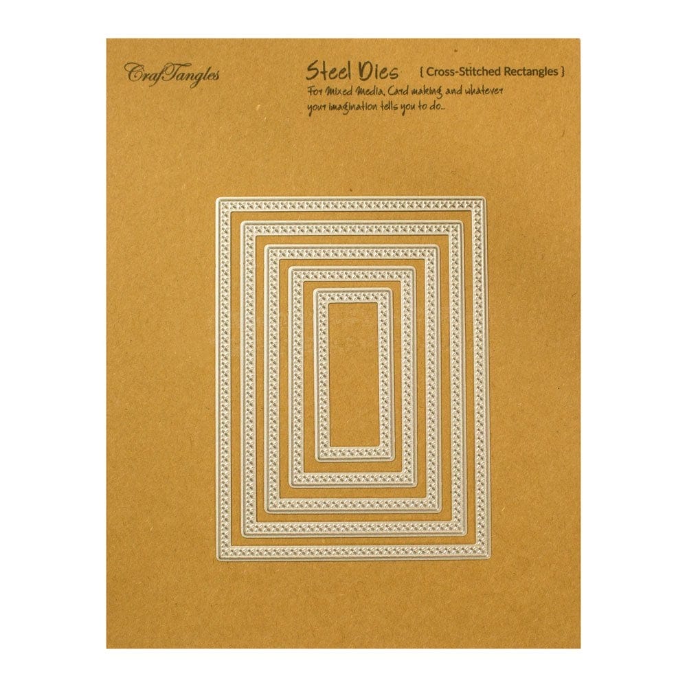 CrafTangles Steel Dies - Cross-Stitched Rectangles (Set of 5 dies) craftangles cross stitched rectangles steel dies CTSD09 CrafTangles Steel Dies - Cross-Stitched Rectangles (Set of 5 dies)