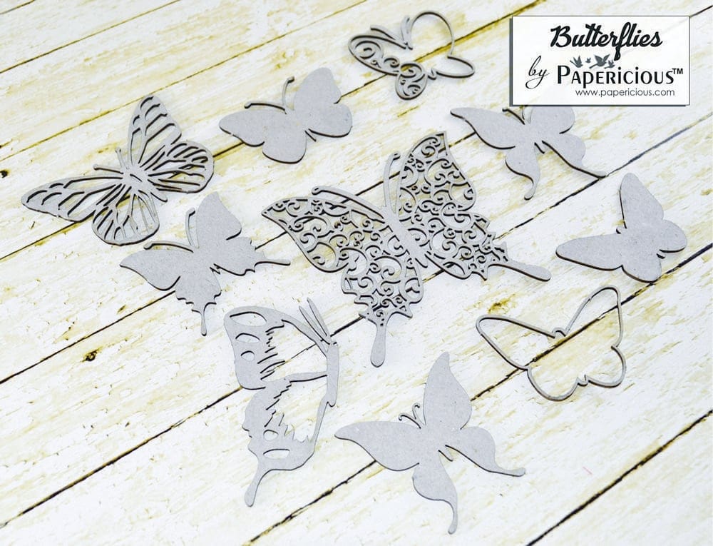 Papericious Collage Chipboard Elements - Butterflies papericious chipboard mebllishment butterflies Papericious Collage Chipboard Elements - Butterflies