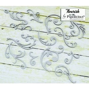 Papericious Collage Chipboard Elements - Flourishes