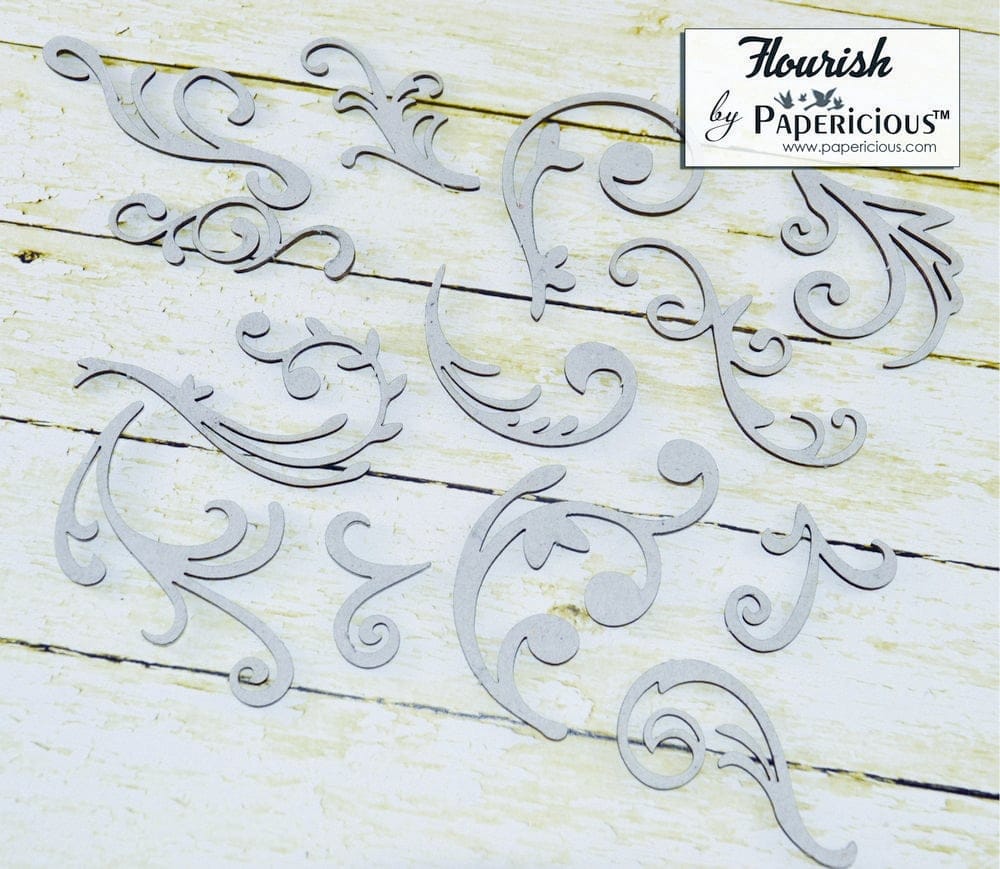 Papericious Collage Chipboard Elements - Flourishes papericious chipboard mebllishment flourish Papericious Collage Chipboard Elements - Flourishes