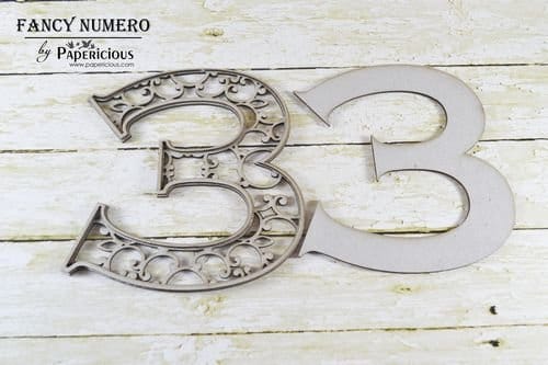 Papericious Layered Chipboard Numbers - 3 papericious chipboard mebllishment no 3 Papericious Layered Chipboard Numbers - 3