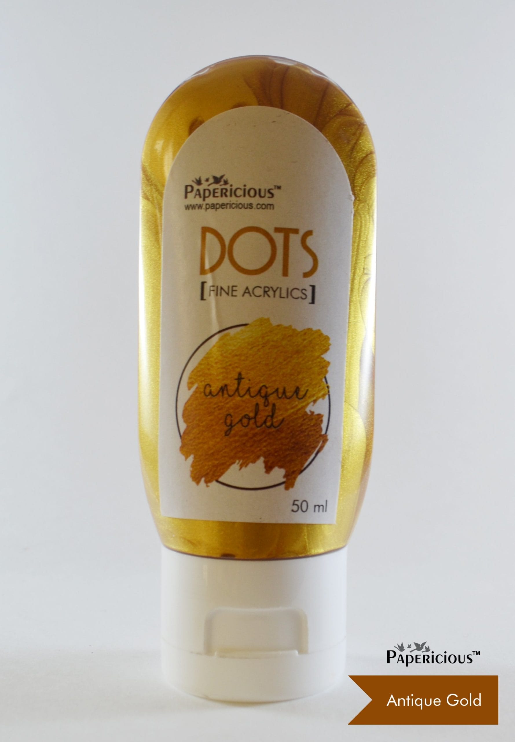 Papericious Fine Acrylic Colour (Dots) (50 ml) - Antique Gold papericious fine acrylic paint Antique Gold scaled Papericious Fine Acrylic Colour (Dots) (50 ml) - Antique Gold