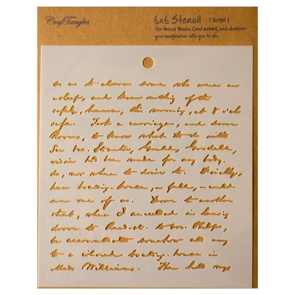 CrafTangles 6"x6" Stencil - Script craftangles stencil script CrafTangles 6"x6" Stencil - Script