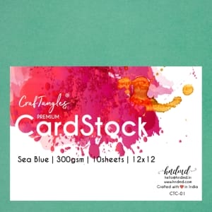 CrafTangles Premium cardstock 12" by 12" (300 gsm) (Set of 10 sheets) - Sea Blue