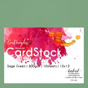 CrafTangles Premium cardstock 12" by 12" (300 gsm) (Set of 10 sheets) - Sage Green