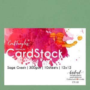 CrafTangles Premium cardstock 12" by 12" (300 gsm) (Set of 10 sheets) - Sage Green