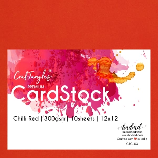 CrafTangles Premium cardstock 12" by 12" (300 gsm) (Set of 10 sheets) - Chilli Red