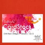 CrafTangles Premium cardstock 12" by 12" (300 gsm) (Set of 10 sheets) - Chilli Red