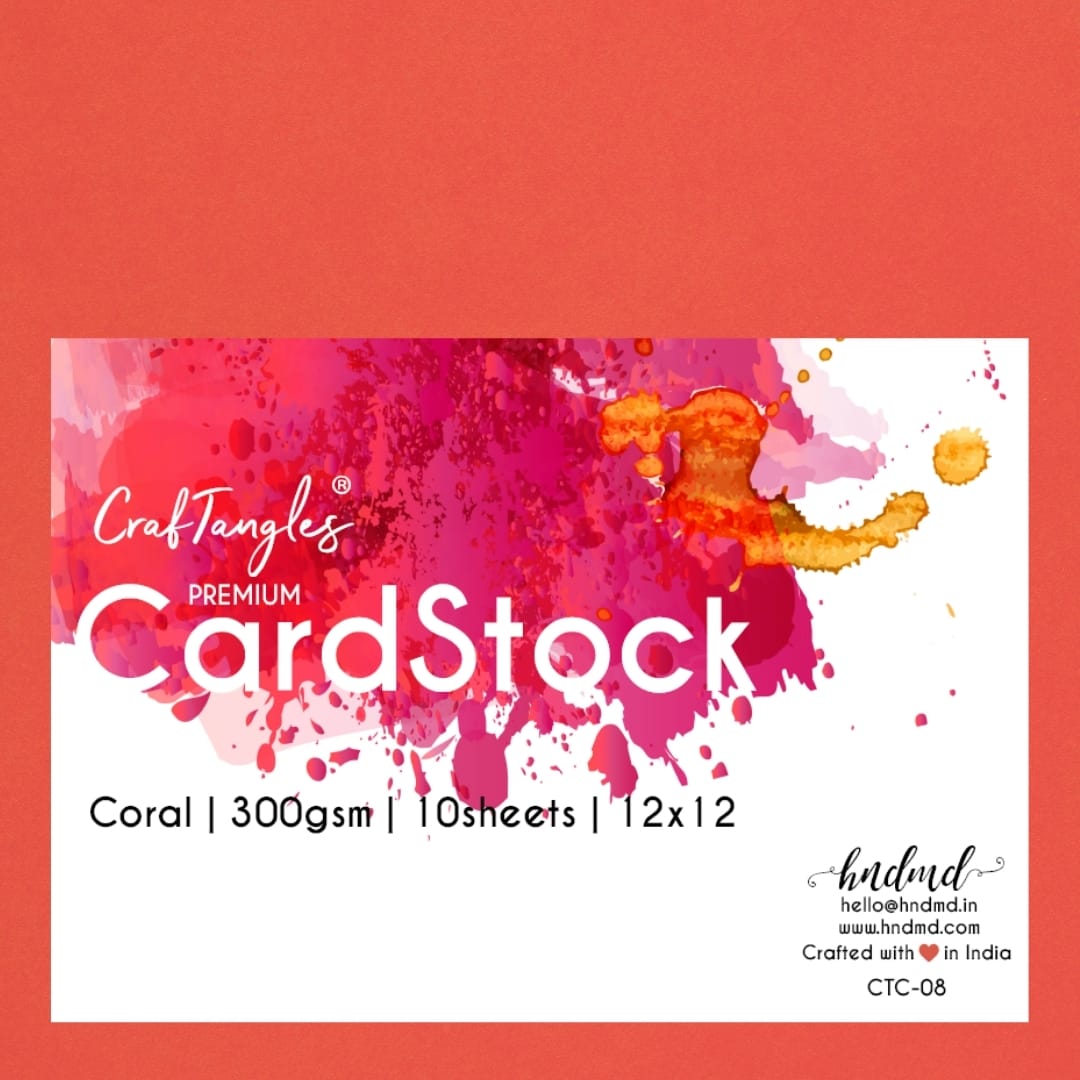 CrafTangles Premium cardstock 12" by 12" (300 gsm) (Set of 10 sheets) - Coral ctc 08 coral 300gsm CrafTangles Premium cardstock 12" by 12" (300 gsm) (Set of 10 sheets) - Coral