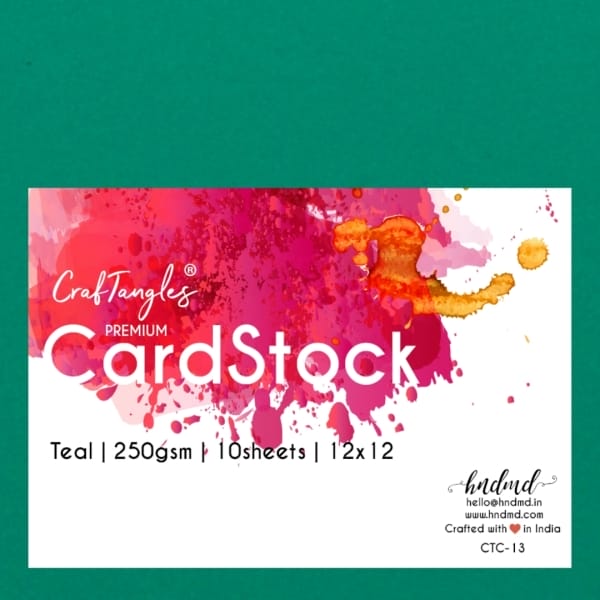 CrafTangles Premium cardstock 12" by 12" (250 gsm) (Set of 10 sheets) - Teal
