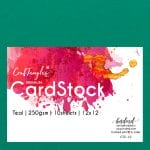 CrafTangles Premium cardstock 12" by 12" (250 gsm) (Set of 10 sheets) - Teal