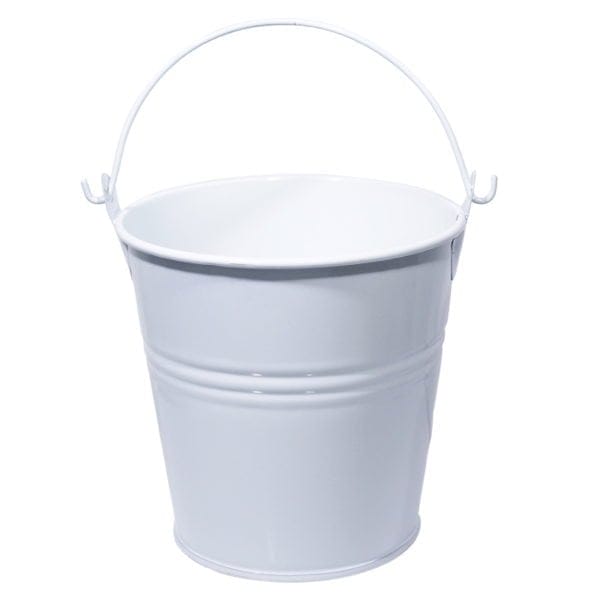 Mini Bucket with bail (3 by 2.2 inch) - White bucket white with handle Mini Bucket with bail (3 by 2.2 inch) - White