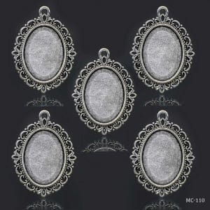Metal Oval Bezels or Pendants (Pack of 5 pcs) (MC-110)