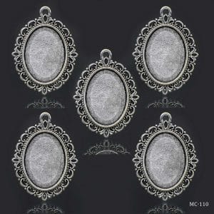 Metal Oval Bezels or Pendants (Pack of 5 pcs) (MC-110)