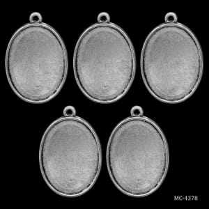 Metal Oval Bezels or Pendants (Pack of 5 pcs) (MC-4378)