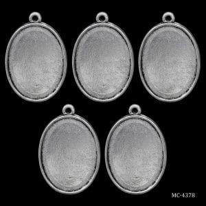 Metal Oval Bezels or Pendants (Pack of 5 pcs) (MC-4378)
