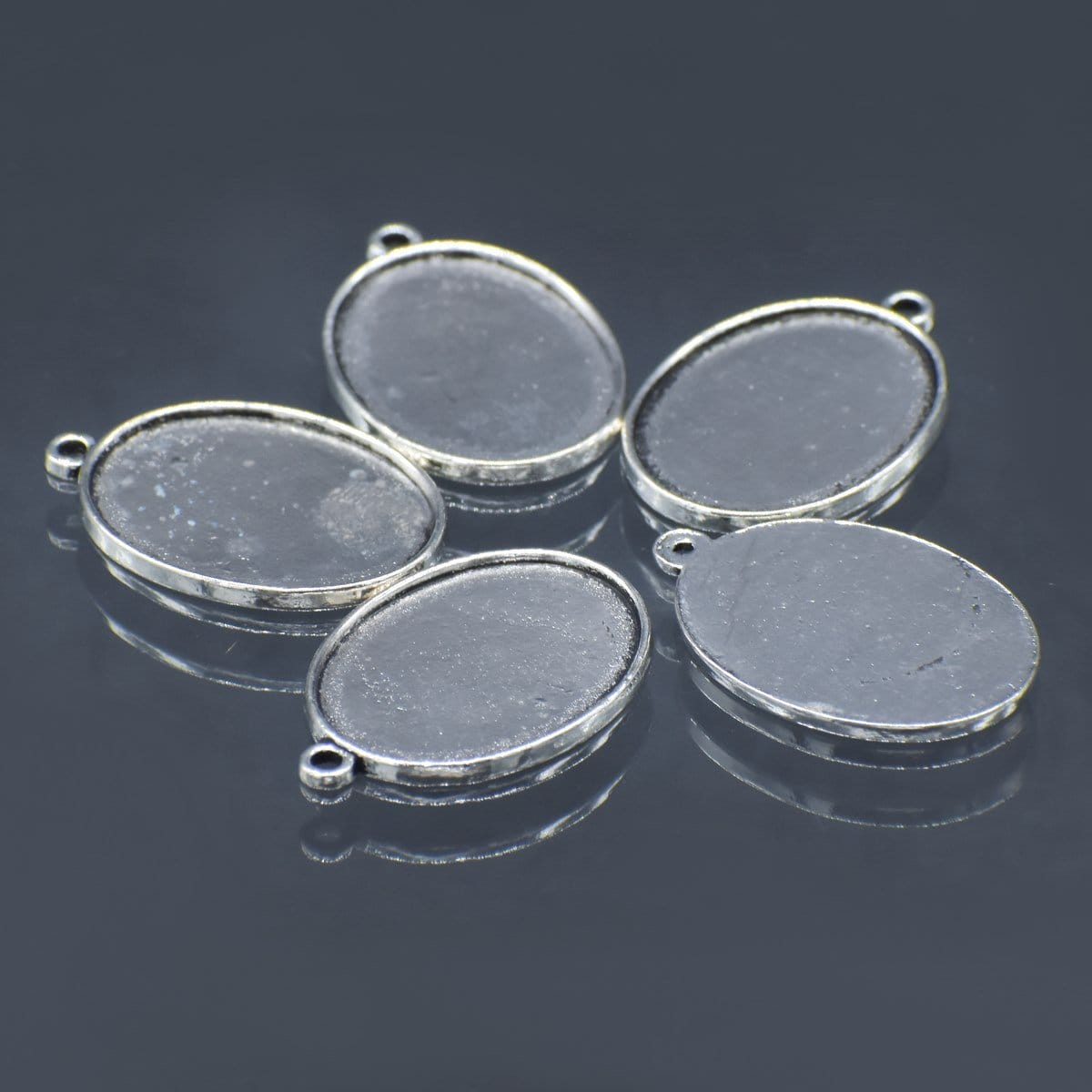 Metal Oval Bezels or Pendants (Pack of 5 pcs) (MC-4378) metal bezels pendants MC 4378 1 metal_bezels_pendants_MC-4378_1