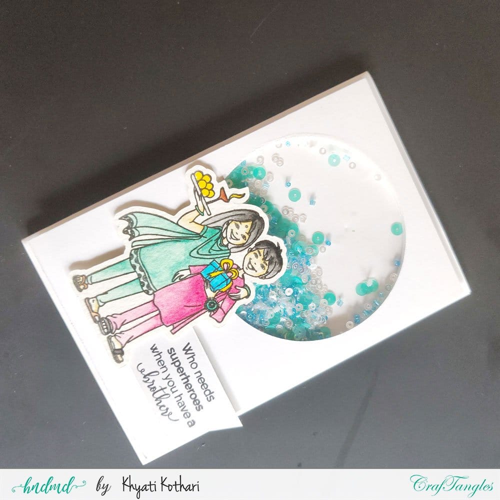 CrafTangles Photopolymer Stamps - Happy Rakshabandhan HHC 08 Superhero brother shaker card HHC-08_Superhero_brother_shaker_card