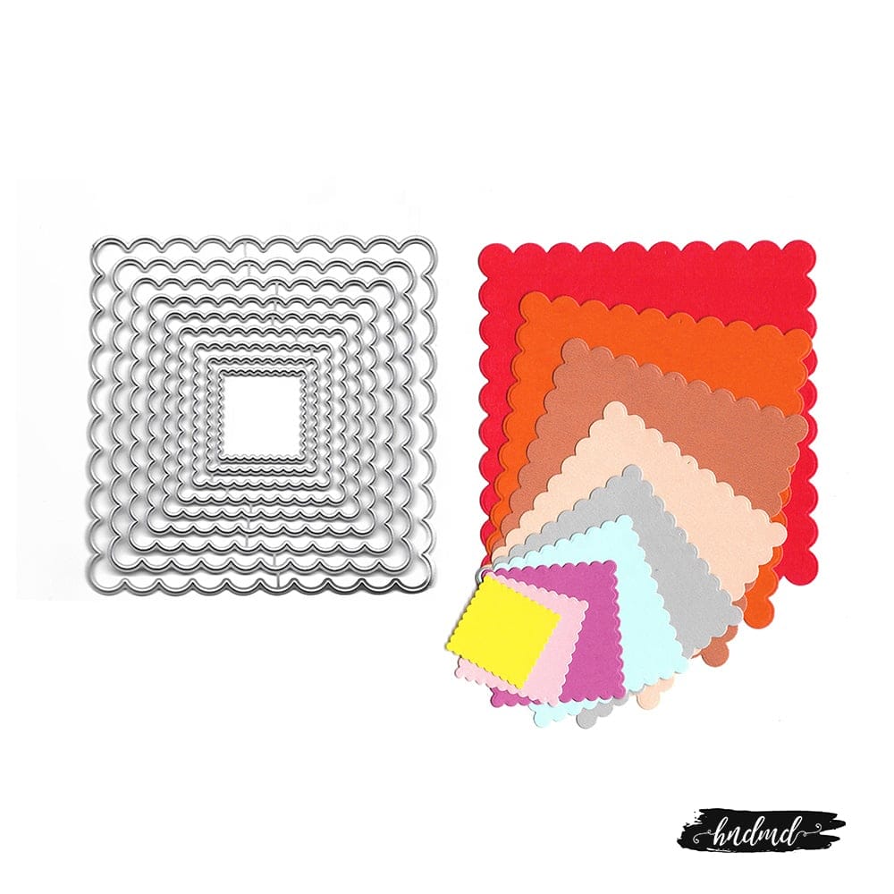 Steel Dies - Scalloped Squares (Set of 9 dies) XY544 steel cutting dies CraftAdda Steel Dies - Scalloped Squares (Seet of 9 dies)