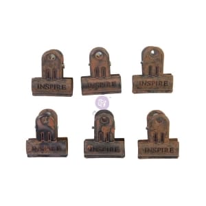 Prima Art Daily Planner Metal Binder Clips 6/Pkg - Rusty