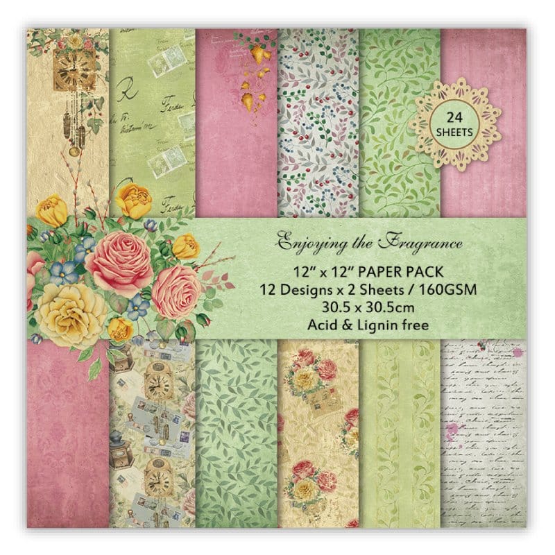 Enjoying the Fragrance Scrapbook Paper (Pack of 24 sheets) - 12 by 12 inch