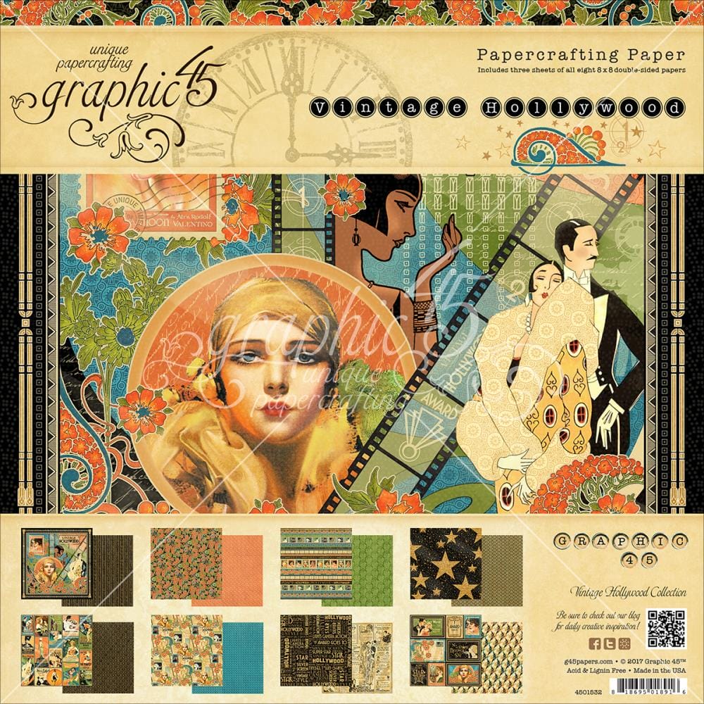 Graphic 45 paper pad - Vintage Hollywood (8 by 8 inch) G4501532 graphic45 paper pad 8by8 inch vintage hollywood Graphic 45 paper pad - Vintage Hollywood (8 by 8 inch)