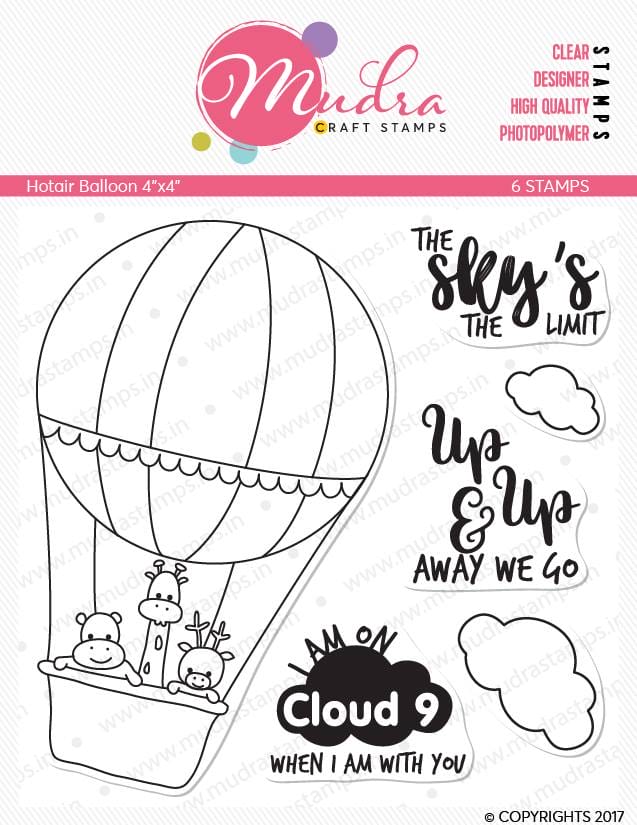 Mudra Craft Stamps - Hot air Balloon HotAirBalloon 4by4 inch Stamp Mudra Craft Stamps - Hot air Balloon