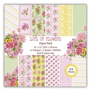 Lots of Flowers Scrapbook Paper (Pack of 24 sheets) - 12 by 12 inch