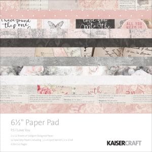 KaiserCraft paper pad - P.S I Love You (6.5 by 6.5 inch) - 40 sheets